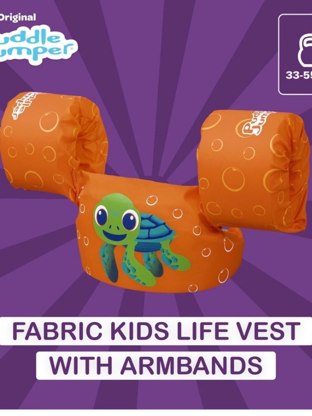🐢🐢🐢BOGOHO🐢🐢🐢Children's Orange Swim Vest with Green Turtle Print - Picture 2 of 8